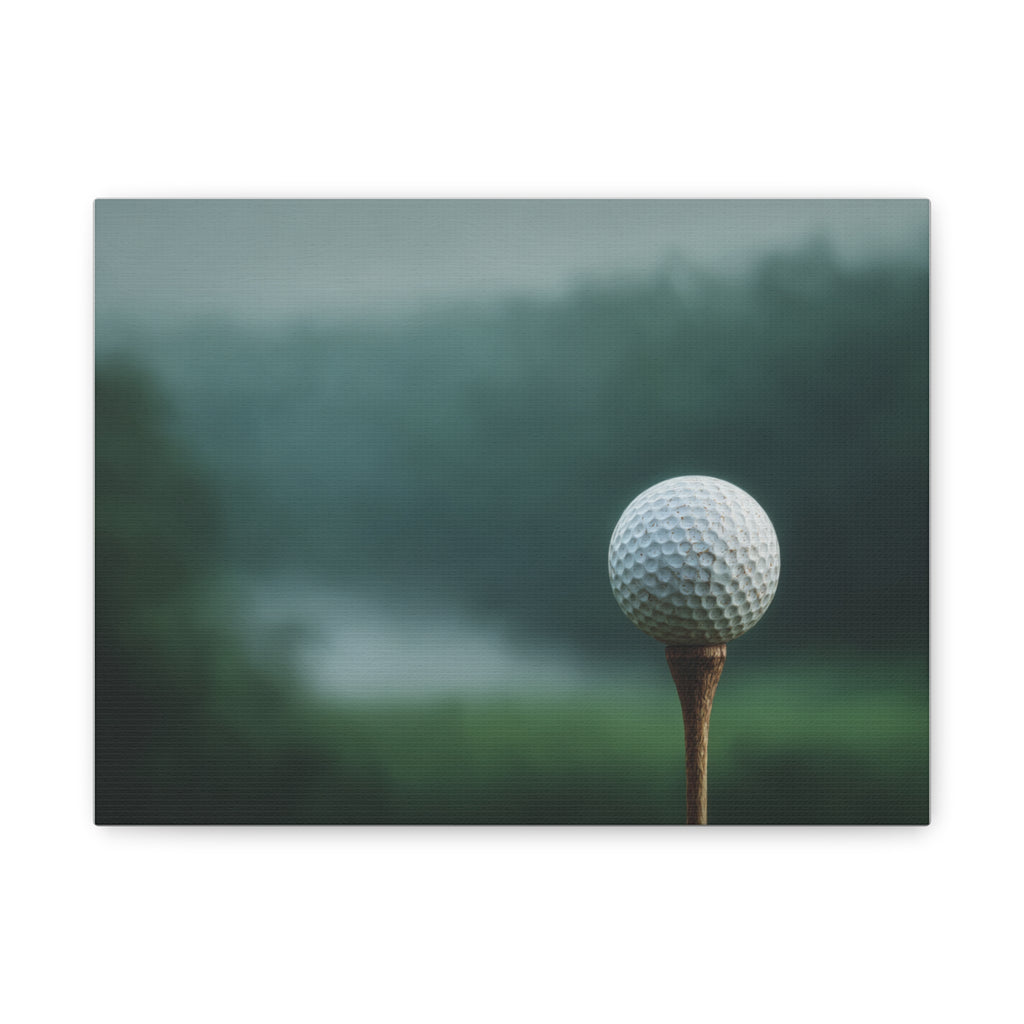 Golf Ball on Tee Canvas Print — Tranquil Golf Wall Art for Home or Club
