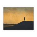Silhouette at Dusk Matte Canvas Print — Lone Figure Sunset Wall Art