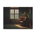 Leather Armchair by Window - Matte Stretched Canvas Wall Art