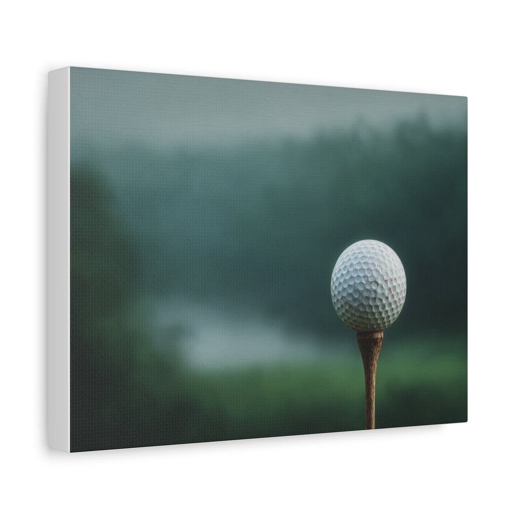 Golf Ball on Tee Canvas Print — Tranquil Golf Wall Art for Home or Club