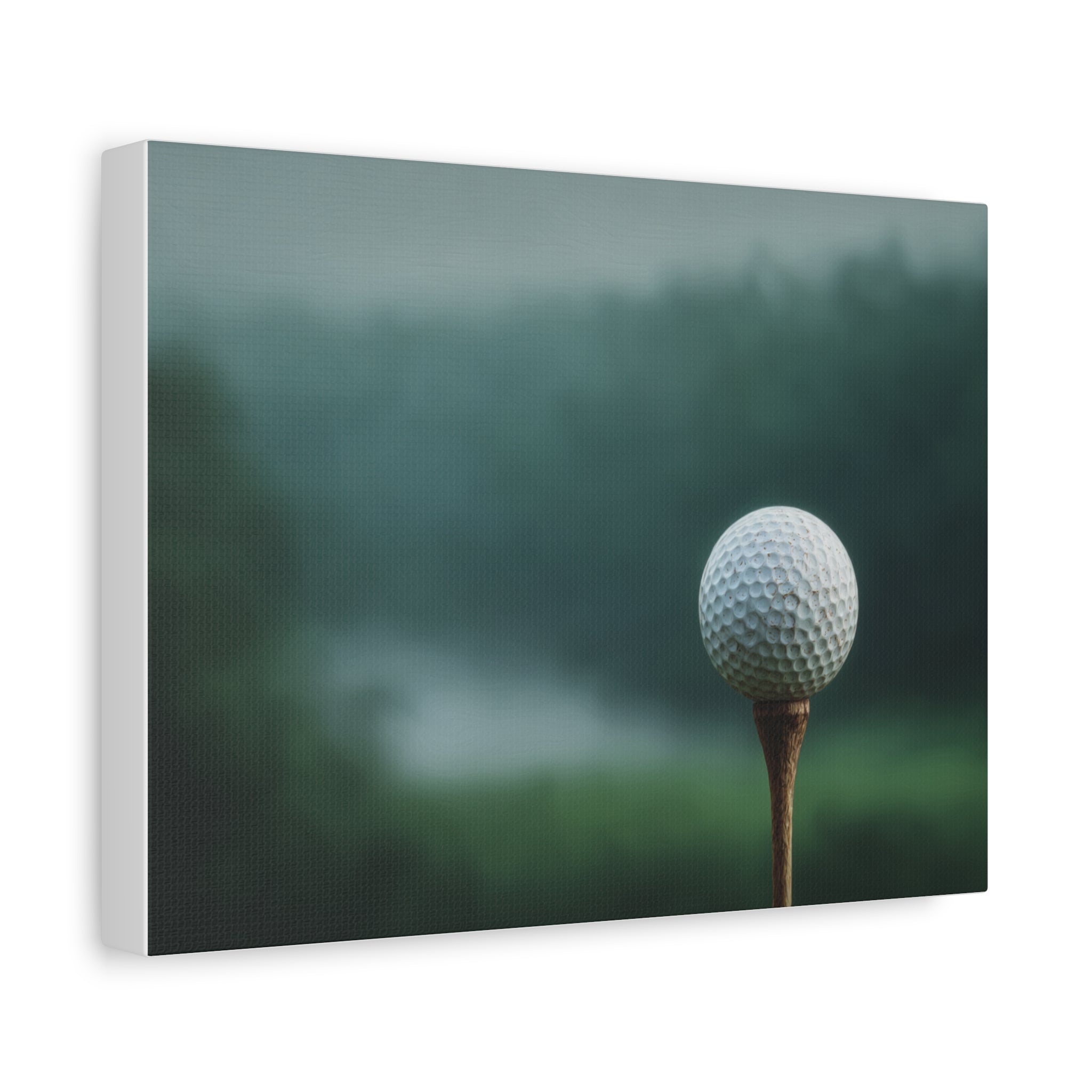 Golf Ball on Tee Canvas Print — Tranquil Golf Wall Art for Home or Club
